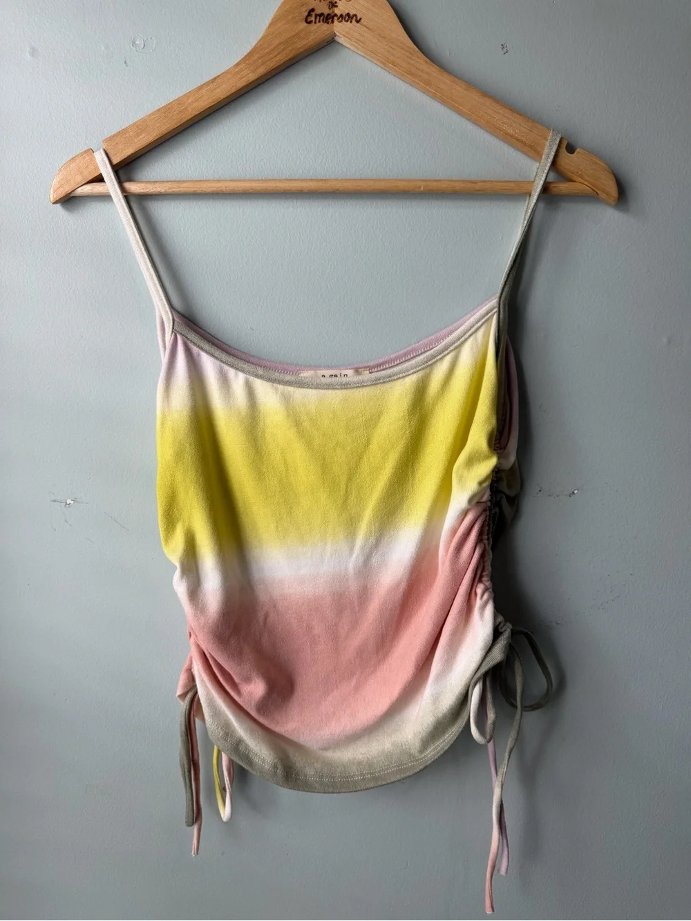 A.gain Ombre Ruched Drawstring Crop Top Size L - Picture 2 of 7